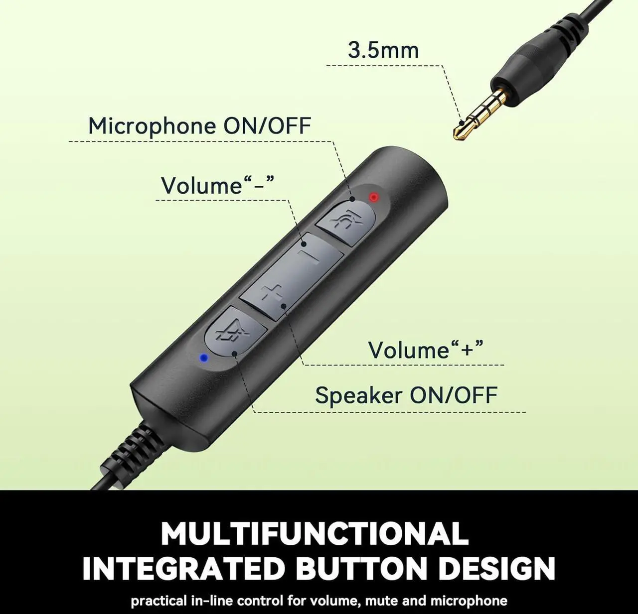 Alt view image 4 of 6 - USB & 3.5mm Headset with Mic for PC/Laptop Wired Headset with Noise-Cancelling Microphone & Audio Controls Perfect for Home Office Online Class Skype Zoom Call Center Webinar All Day Comfort