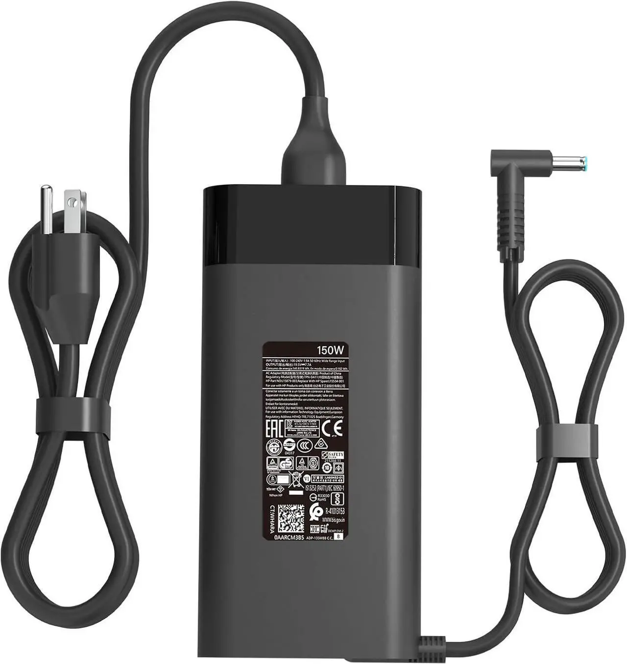 Alt view image 2 of 7 - 150W AC Adapter Fit for HP Zbook 15 G4 G5 G6 Fury 15 17 HP Victus Charger 150W Omen 15 17 Pavilion Gaming 15 917649-850 776620-001 TPN-CA11 TPN-DA09 L48757-003 Power Supply Cord