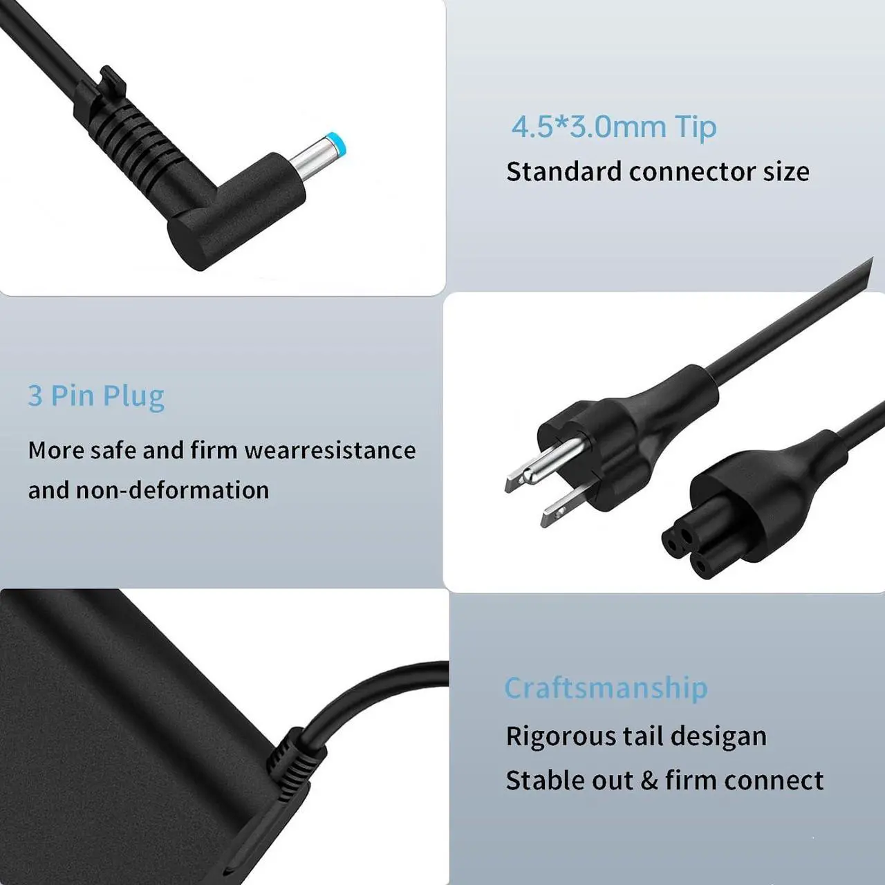 Alt view image 6 of 7 - 150W AC Adapter Fit for HP Zbook 15 G4 G5 G6 Fury 15 17 HP Victus Charger 150W Omen 15 17 Pavilion Gaming 15 917649-850 776620-001 TPN-CA11 TPN-DA09 L48757-003 Power Supply Cord