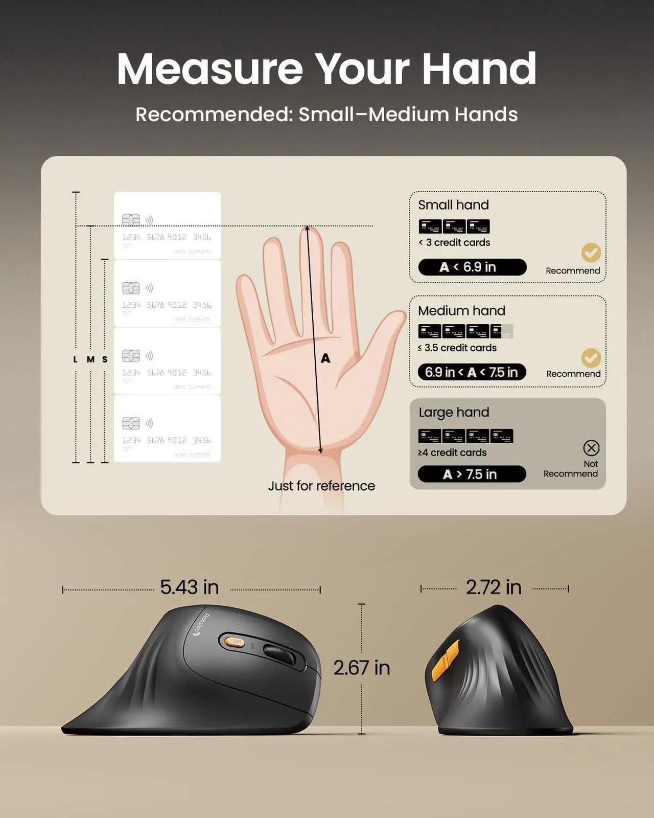 Alt view image 7 of 7 - Ergonomic Mouse EM11 NL Bluetooth Rechargeable Wireless Vertical Mouse 3 Multi-Device Connectivity for Computer/PC/Laptop 2.4GHz Optical Mice for Windows Mac OS Black