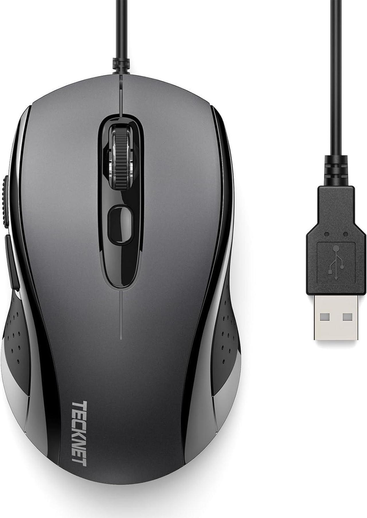 Main image of Wired Mouse USB Mouse for Laptop with 6-Button 3600DPI Optical PC Wired Mouse Home and Office 5FT USB-A Corded Comfortable Mouse Plug & Play NO Battery Required-Grey