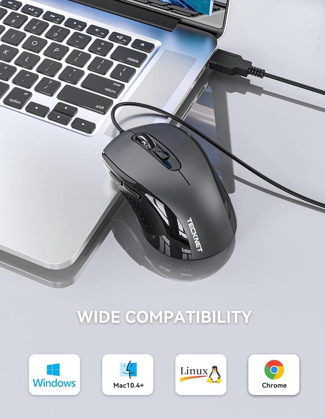 Alt view image 5 of 7 - Wired Mouse USB Mouse for Laptop with 6-Button 3600DPI Optical PC Wired Mouse Home and Office 5FT USB-A Corded Comfortable Mouse Plug & Play NO Battery Required-Grey