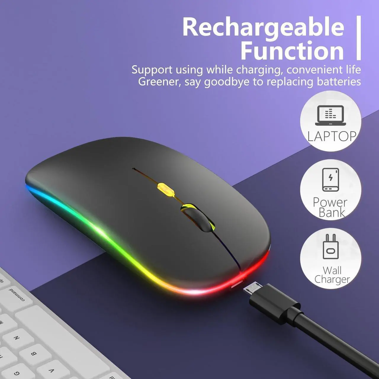 Alt view image 2 of 7 - Upgrade LED Wireless Mouse Slim Silent Mouse 2.4G Portable Mobile Optical Office Mouse with USB & Type-c Receiver 3 Adjustable DPI Levels for Notebook PC Laptop Computer MacBook