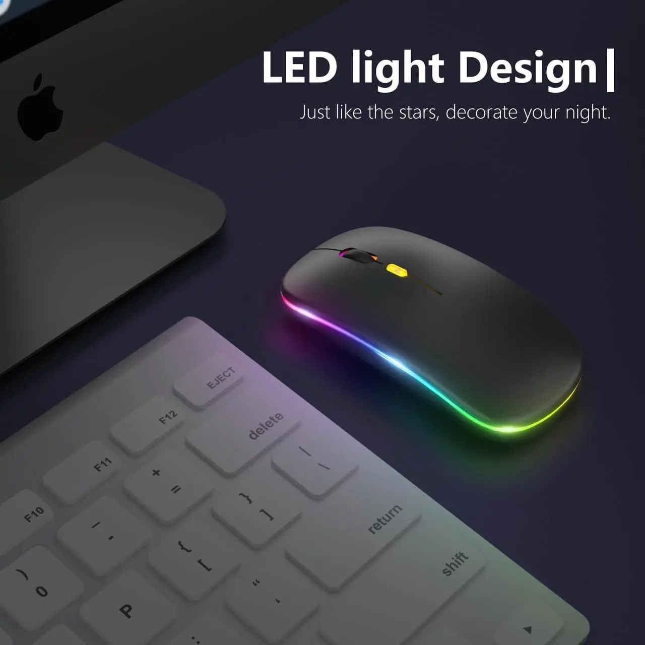 Alt view image 4 of 7 - Upgrade LED Wireless Mouse Slim Silent Mouse 2.4G Portable Mobile Optical Office Mouse with USB & Type-c Receiver 3 Adjustable DPI Levels for Notebook PC Laptop Computer MacBook