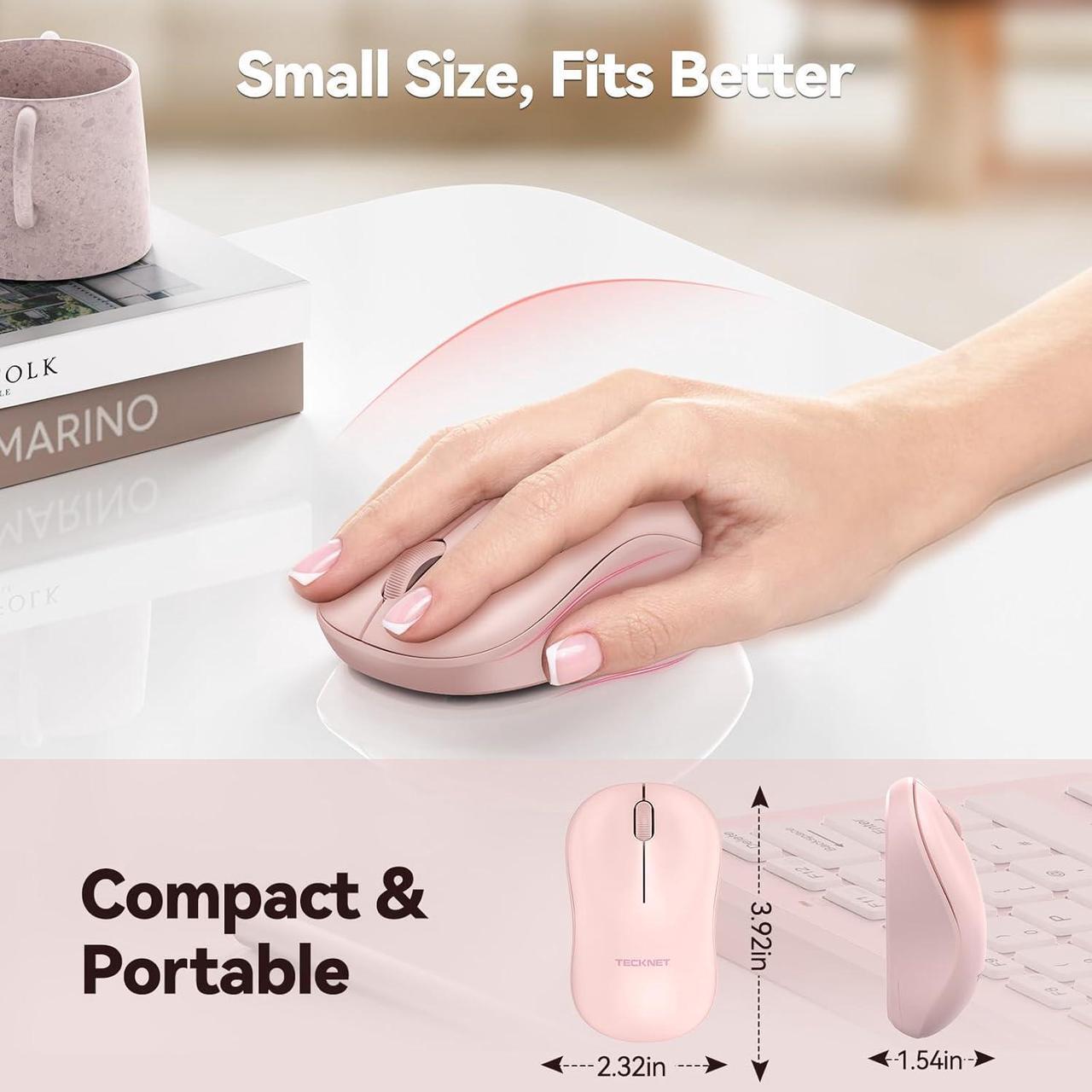 Alt view image 3 of 7 - Wireless Mouse for Laptop 2.4G Silent Computer Mouse Quiet Click with 5 DPI Levels Contoured Grip Small Portable 30 Months Battery Cordless Mice for PC Chromebook Mac - Pink