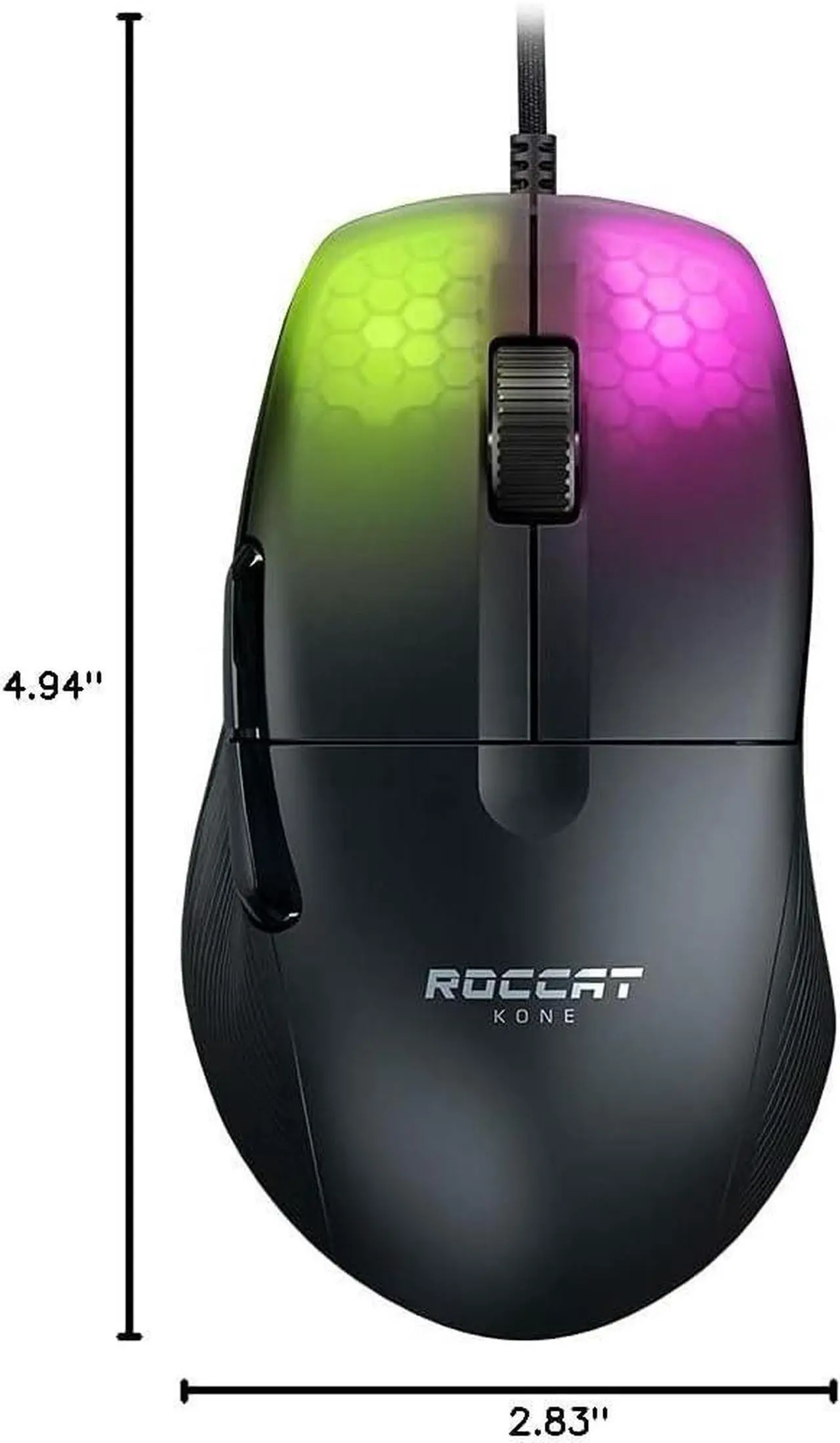 Alt view image 6 of 6 - Kone Pro PC Gaming Mouse Lightweight Ergonomic Design Titan Switch Optical AIMO RGB Lighting Superlight Wired Computer Mouse Titan Scroll Wheel Honeycomb Shell 19K DPI Black