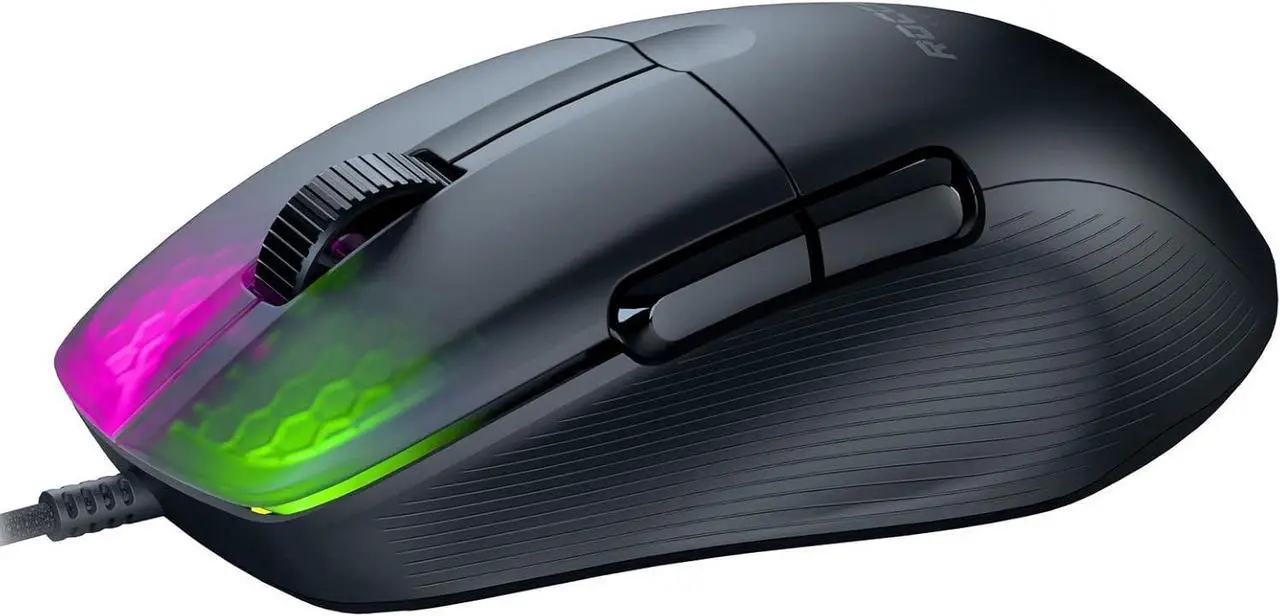 Alt view image 5 of 6 - Kone Pro PC Gaming Mouse Lightweight Ergonomic Design Titan Switch Optical AIMO RGB Lighting Superlight Wired Computer Mouse Titan Scroll Wheel Honeycomb Shell 19K DPI Black