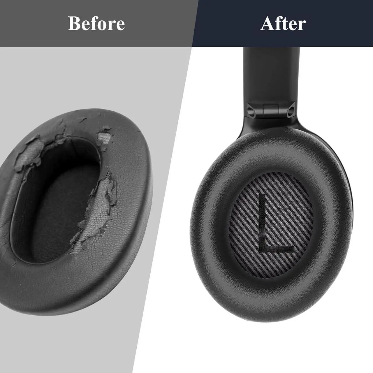 Alt view image 5 of 7 - Replacement Ear Pads for  Headphones QuietComfort 35 & 35 ii Replacement Soft Leather Earpads Cushions for  QC 35/35 ii / 25/15/ 2 / Ae2 / Ae2i / Ae2W / Sound Link/Sound True (Black)
