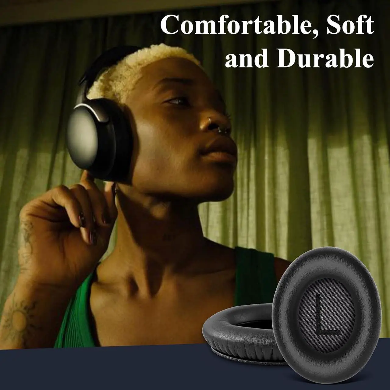 Alt view image 7 of 7 - Replacement Ear Pads for  Headphones QuietComfort 35 & 35 ii Replacement Soft Leather Earpads Cushions for  QC 35/35 ii / 25/15/ 2 / Ae2 / Ae2i / Ae2W / Sound Link/Sound True (Black)