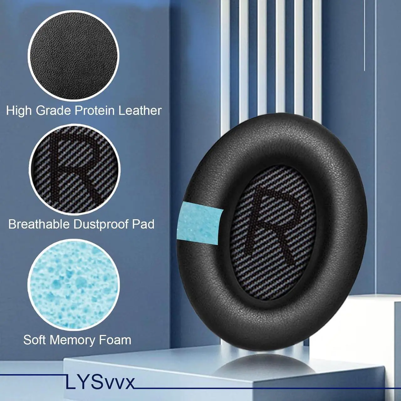 Alt view image 3 of 5 - QC35 Ear Pads - Replacement Earpads for  QuietComfort 35 II and QC35 Headphones & More (Black)