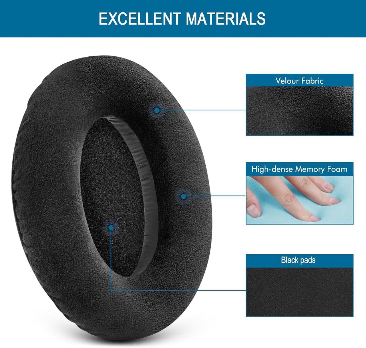 Alt view image 3 of 7 - Earpads for Sennheiser HD650/HD600/HD660S/HD545/HD525/HD535 Headphones Velour Ear Pads Cushions Replacement for Massdrop X HD6XX/HD58X and HD580/HD565 Jubilee Headset (Black Velour)
