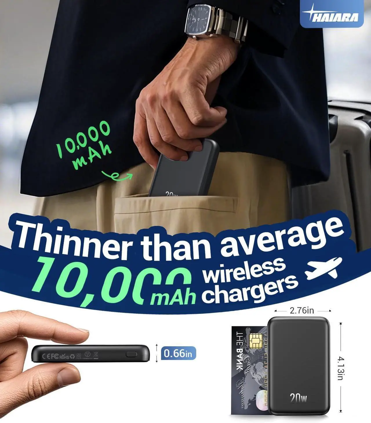 Alt view image 2 of 7 - for Magsafe Battery Pack 10000mAh Magnetic Portable Charger with USB C Cable 20W PD Fast Charging Slim & Lightweight Wireless Power Bank for iPhone 16/15/14/13/12 Series