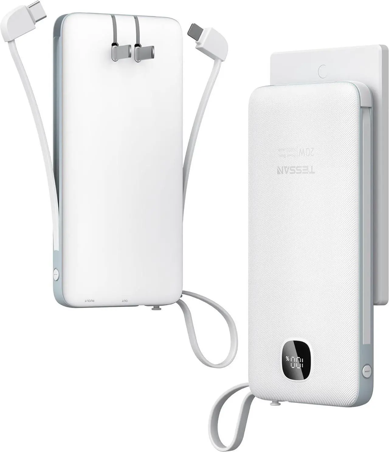 Main image of Portable Charger with Built in Cables 10000mAh Power Bank Fast Charging with Foldable Wall Plug Charger 20W Compact Battery Pack Travel Essentials for iPhone 16/15 Series  Tablets