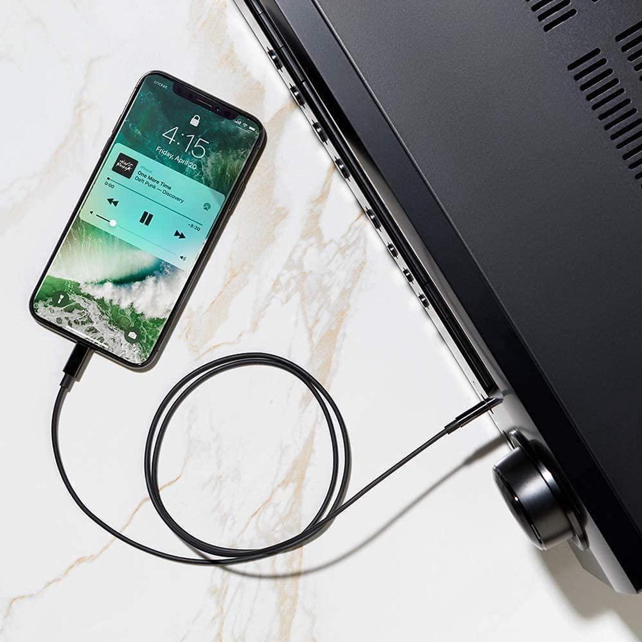 Alt view image 4 of 7 - Aux Cord for iPhone in Car Lightning to 3.5mm Aux Stereo Audio Cable 3.3FT Adapter Compatible with iPhone 13/12/11/XS/XR/X/8/7 for Car Home Stereo  Speaker  Headphone  - Black 3.3 ft.