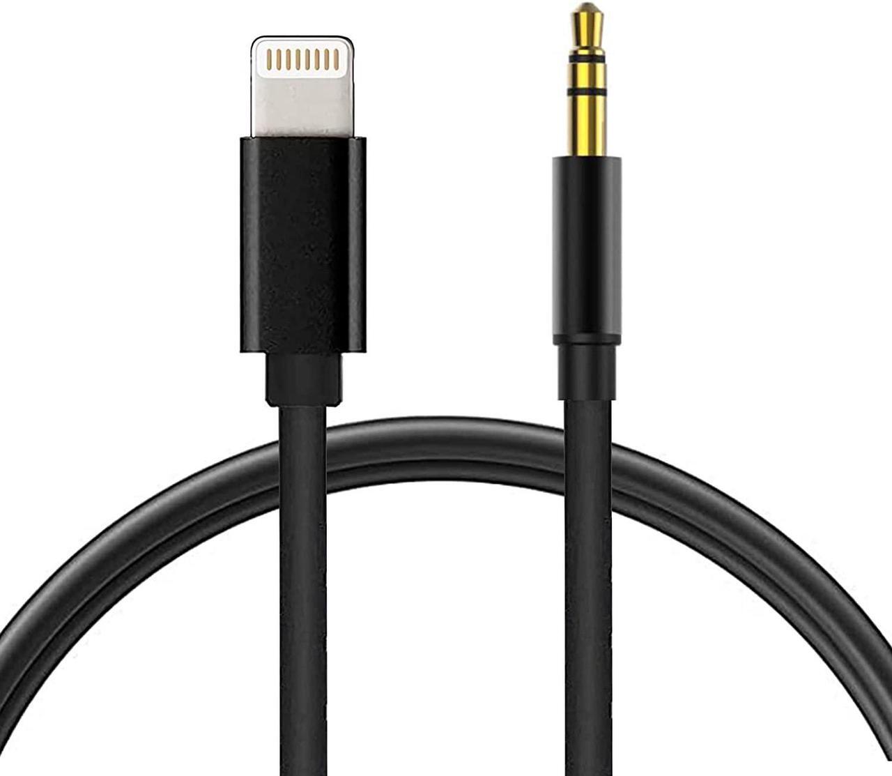 Main image of Aux Cord for iPhone in Car Lightning to 3.5mm Aux Stereo Audio Cable 3.3FT Adapter Compatible with iPhone 13/12/11/XS/XR/X/8/7 for Car Home Stereo  Speaker  Headphone  - Black 3.3 ft.