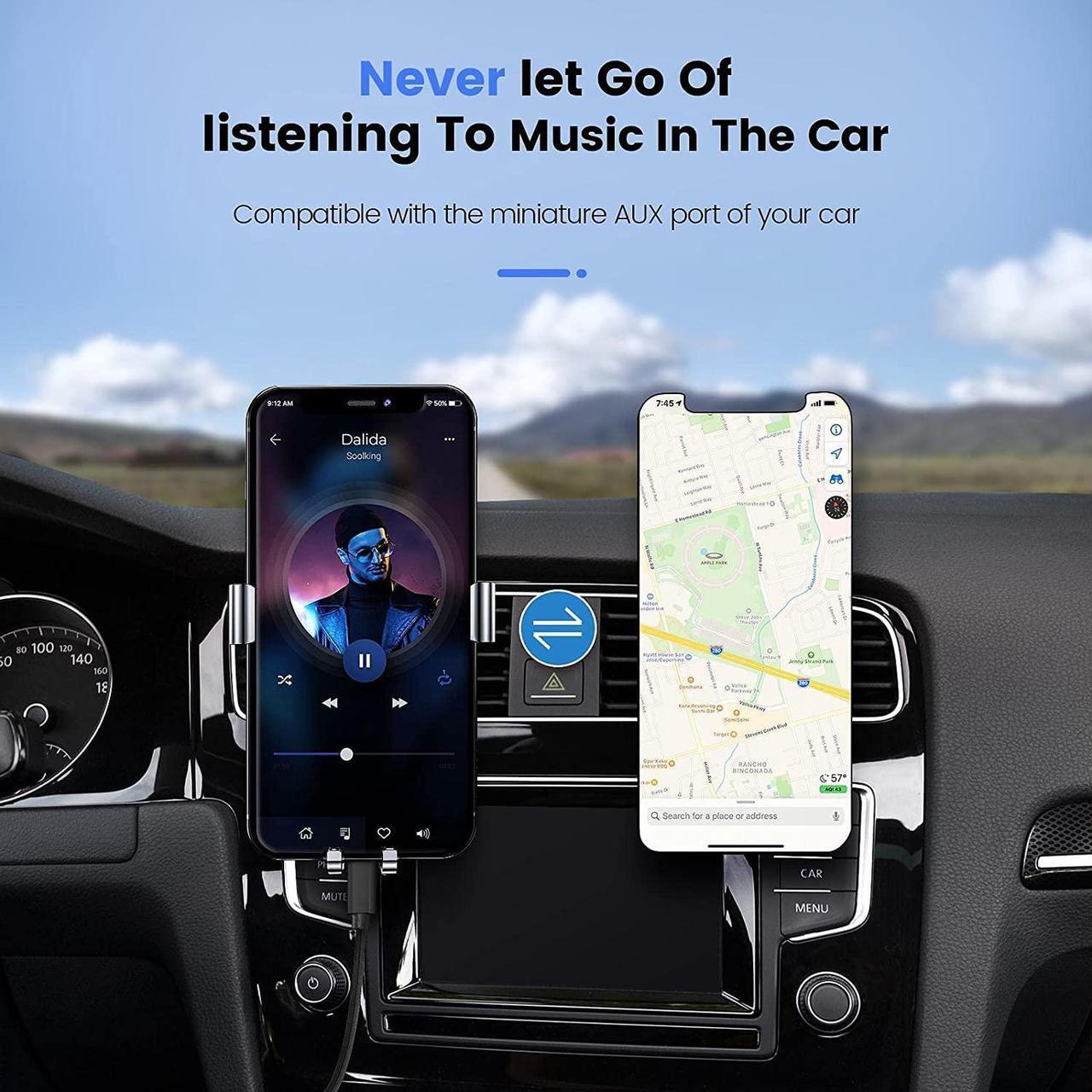 Alt view image 3 of 7 - Aux Cord for iPhone in Car Lightning to 3.5mm Aux Stereo Audio Cable 3.3FT Adapter Compatible with iPhone 13/12/11/XS/XR/X/8/7 for Car Home Stereo  Speaker  Headphone  - Black 3.3 ft.
