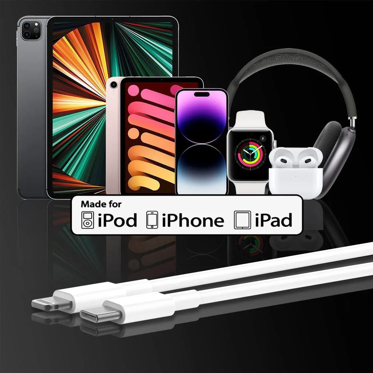 Alt view image 2 of 7 - isptewhie USb C to Lightning Cable for iPhone 14/13/12 Fast Charger Cord 6ft [Apple MFi Certified]  2 PACK-USB Type C to Lightning Cord 6 Ft Apple Phone Charging Cable Wire for iPhone14 13 12 Pro Max