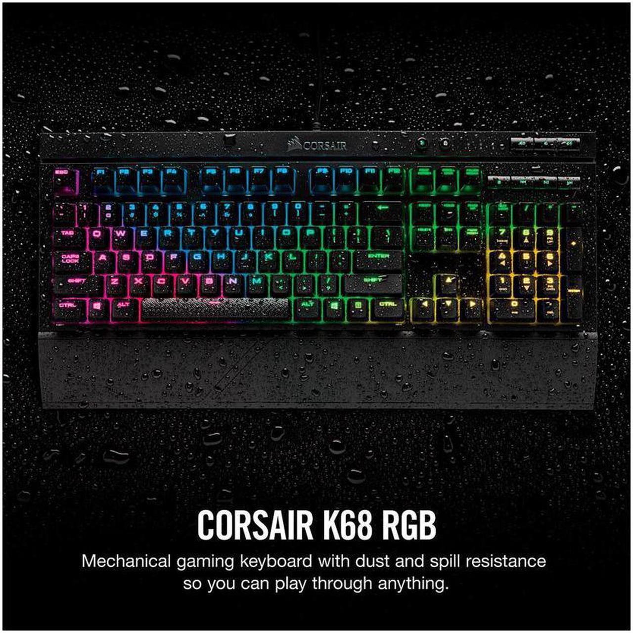 Alt view image 3 of 7 - CORSAIR K68 RGB Mechanical Gaming Keyboard, Backlit RGB LED, Cherry MX Blue, Dust and Spill Resistant