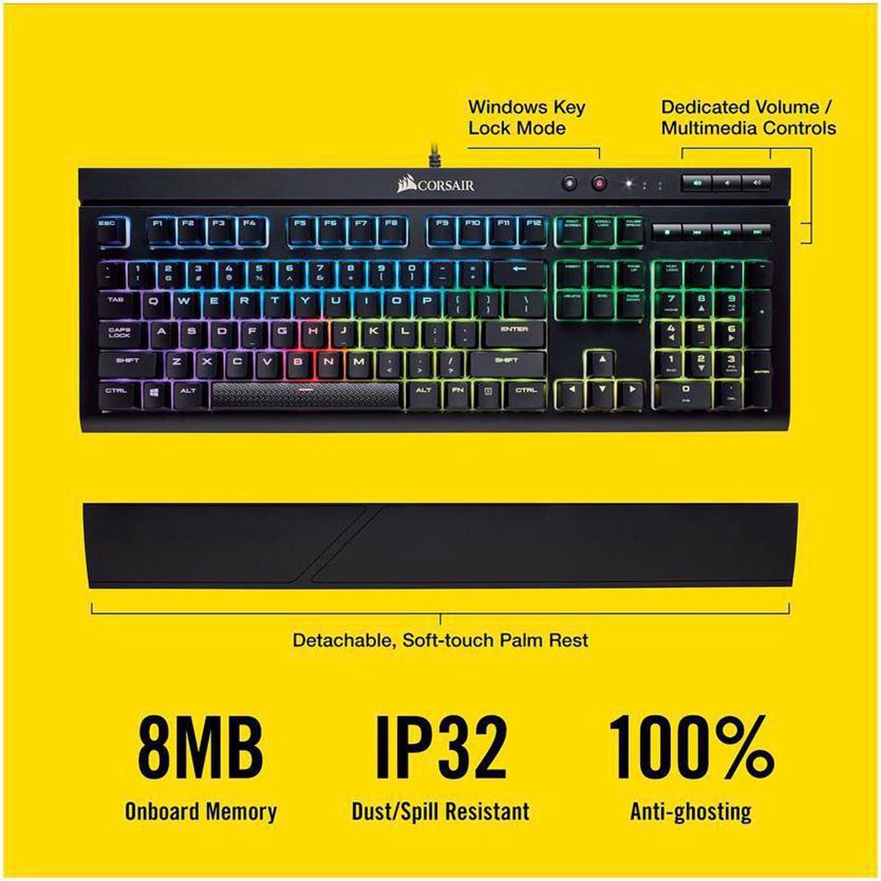 Alt view image 4 of 7 - CORSAIR K68 RGB Mechanical Gaming Keyboard, Backlit RGB LED, Cherry MX Blue, Dust and Spill Resistant