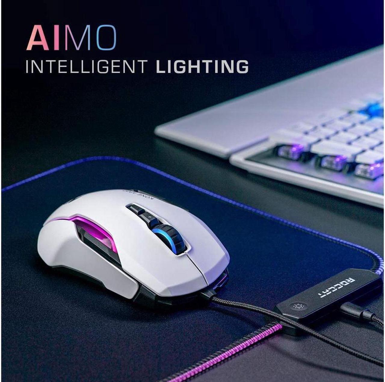 Alt view image 4 of 6 - ROCCAT Kone AIMO Remastered PC Gaming Mouse, Ergonomic Performance Wired Computer Mouse, RGB Lighting, LED Illumination, High Precision, 16.000 DPI Optical Owl-Eye Sensor, 23 Programmable Keys, White