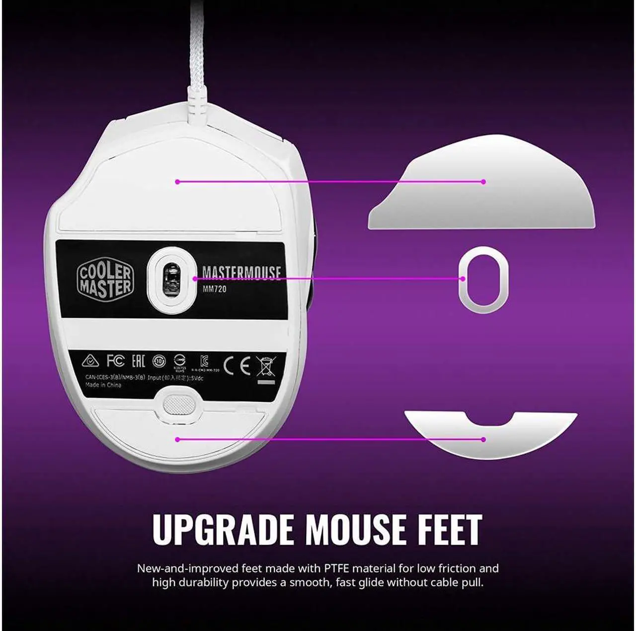 Alt view image 8 of 16 - Cooler Master MM720 Matte White Mouse RGB