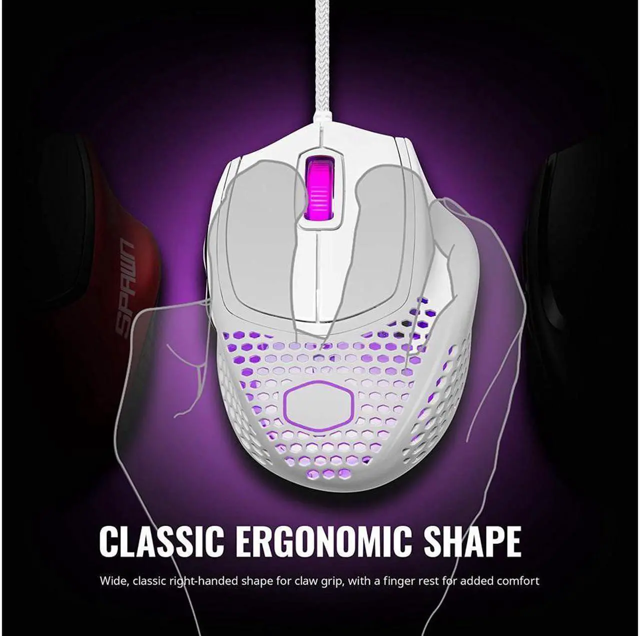 Alt view image 3 of 16 - Cooler Master MM720 Matte White Mouse RGB
