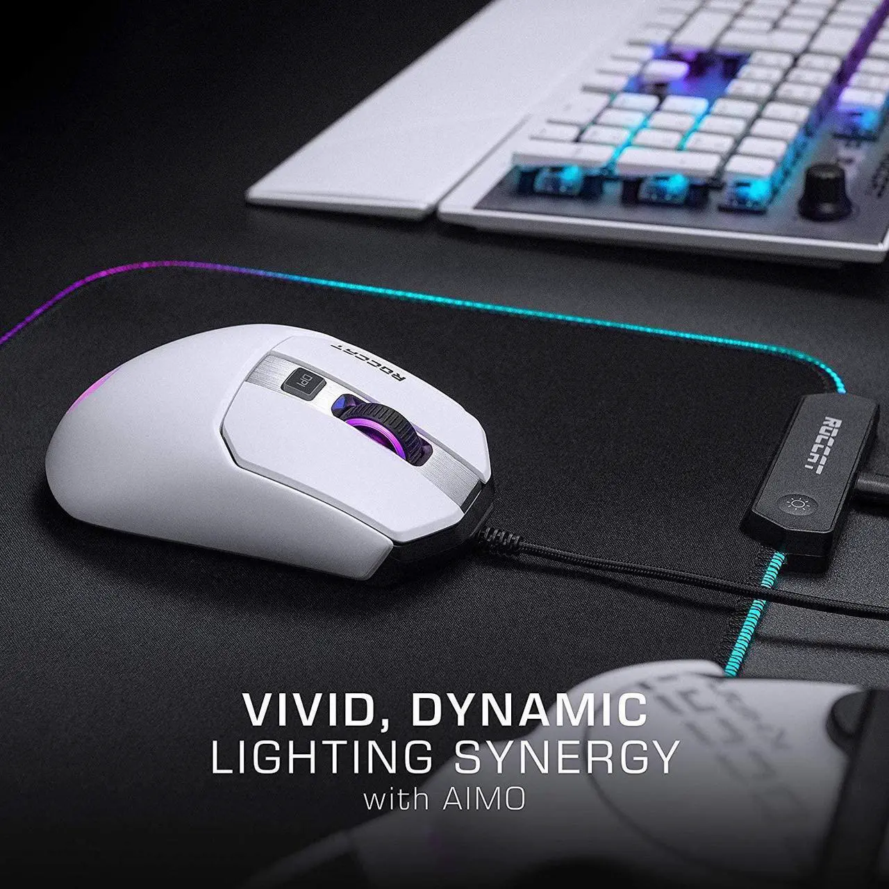 Alt view image 7 of 7 - ROCCAT Kain 122 AIMO RGB PC Gaming Mouse - White