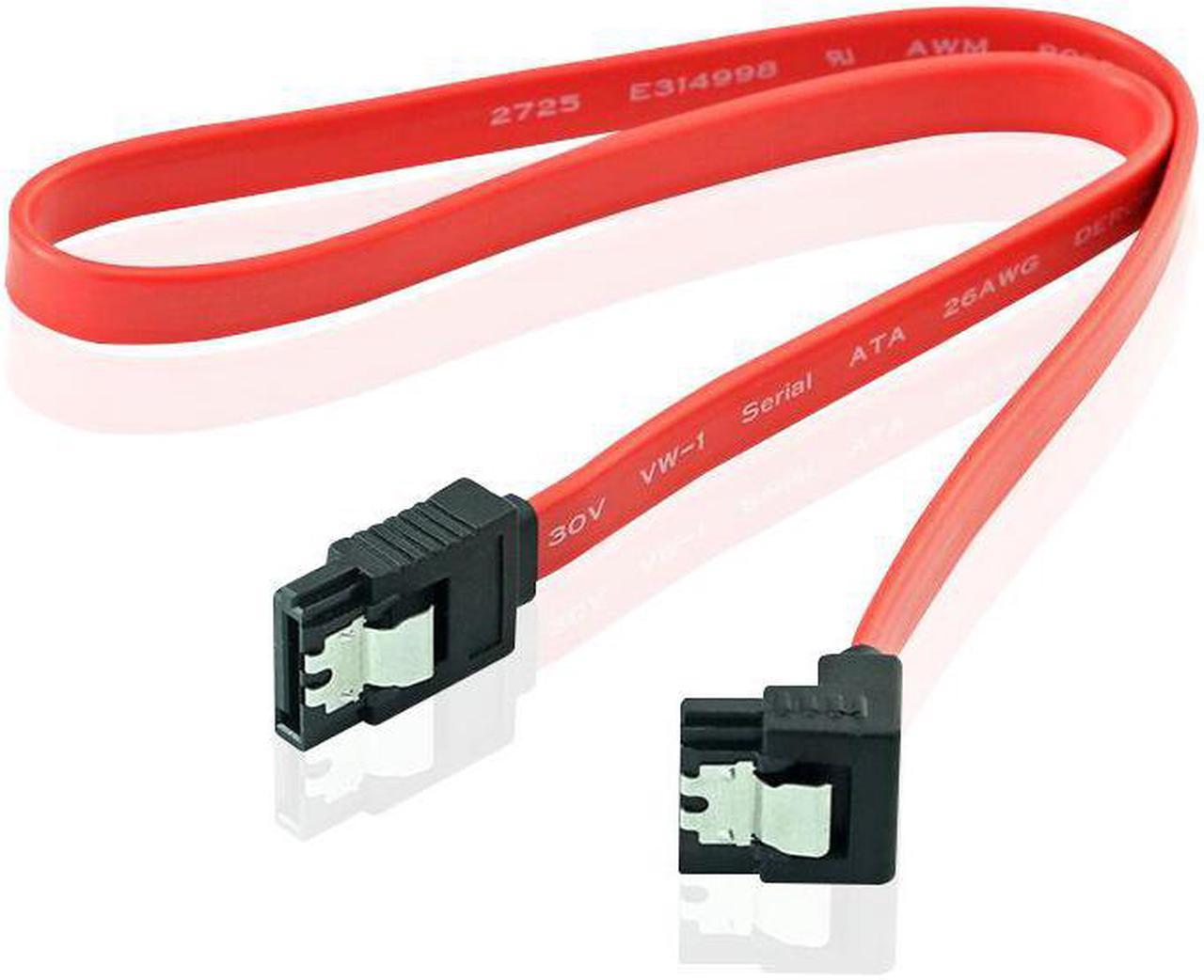 SATA Cable 90 Degree Right Angle SATA III 6.0 Gbps SATA 3 Cable 1.64ft/0.5m - Red