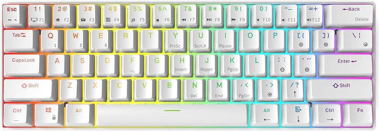 Alt view image 2 of 7 - Royal Kludge RK61 2.4Ghz Wireless / Bluetooth 5.1 / USB Wired 60% RGB Backlit Mechanical Gaming Keyboard - 61 Keys Ultra-Compact - White ABS Keycap - Blue Switch