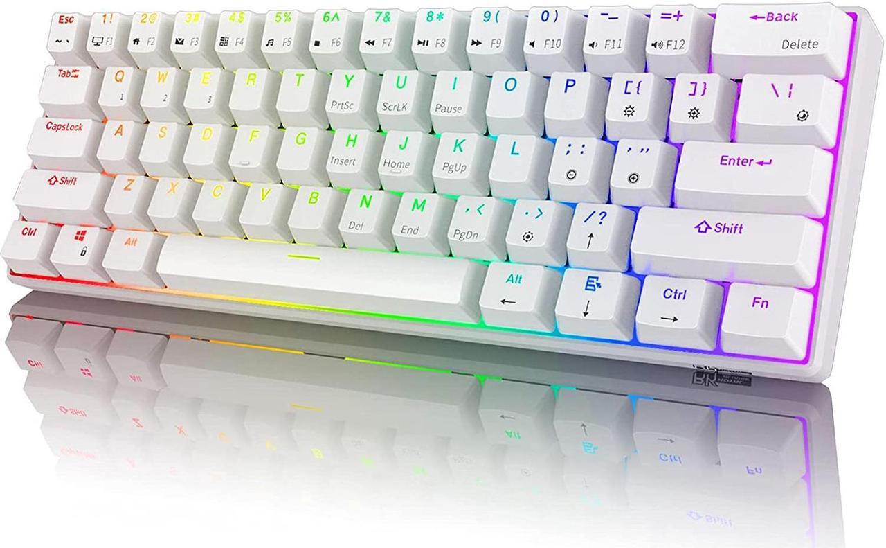 Main image of Royal Kludge RK61 2.4Ghz Wireless / Bluetooth 5.1 / USB Wired 60% RGB Backlit Mechanical Gaming Keyboard - 61 Keys Ultra-Compact - White ABS Keycap - Blue Switch