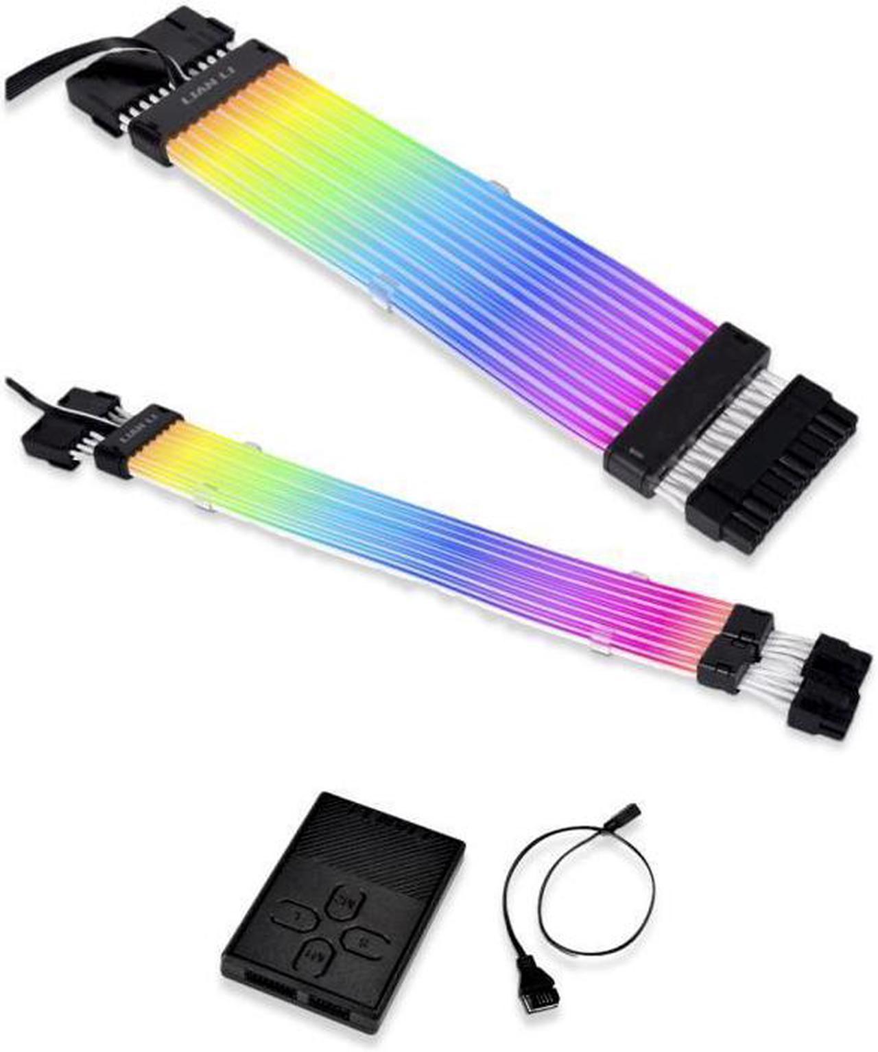 LIAN LI STRIMER PLUS V2 24 Pin and LIAN LI STRIMER PLUS V2 8 Pin Combo, Addressable RGB Power Extension Cable and Addressable RGB VGA Power Cable, Include Controller for L-Connect 3.0