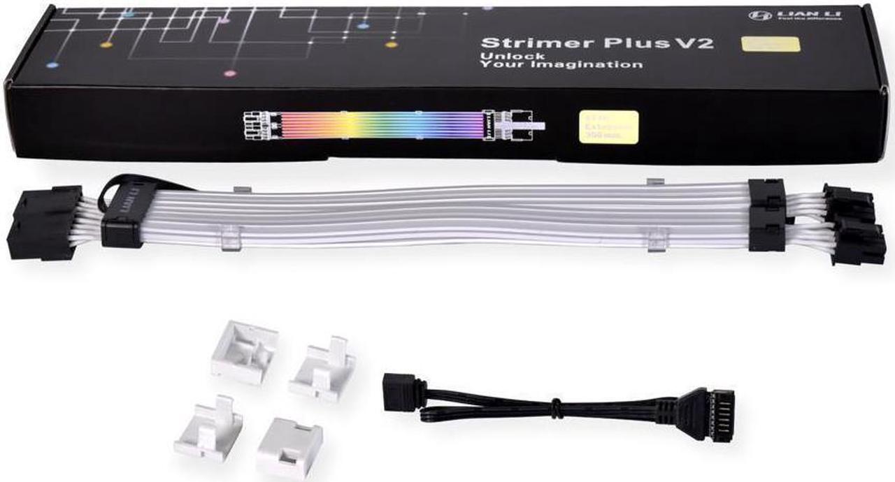 Alt view image 6 of 6 - LIAN-LI STRIMER PLUS V2 24 Pin and Lian-Li STRIMER PLUS V2 8 Pin Combo, Addressable RGB Power Extension Cable and Addressable RGB VGA Power Cable, Include Controller for L-Connect 3.0