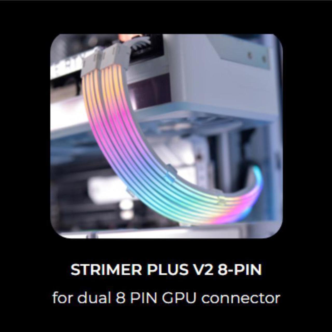Alt view image 3 of 6 - LIAN-LI STRIMER PLUS V2 24 Pin and Lian-Li STRIMER PLUS V2 8 Pin Combo, Addressable RGB Power Extension Cable and Addressable RGB VGA Power Cable, Include Controller for L-Connect 3.0