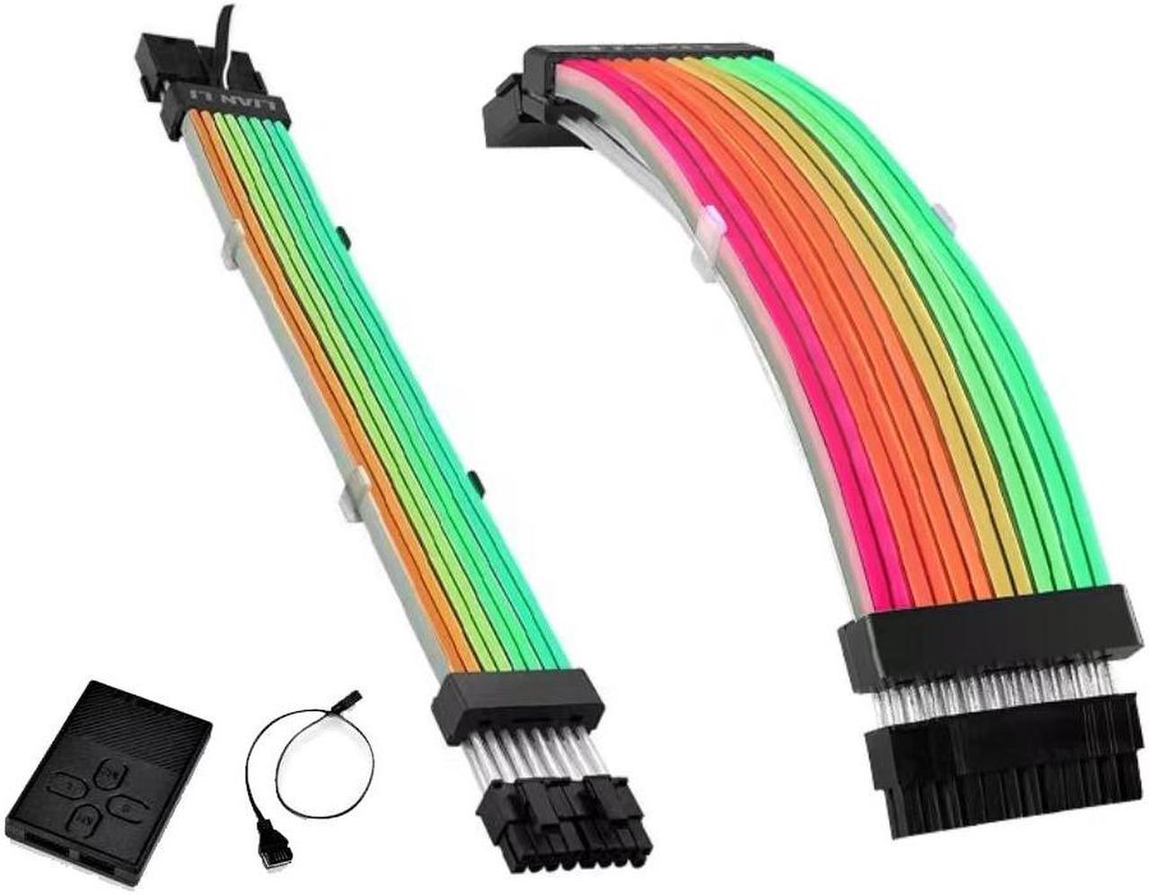 Lian-Li STRIMER PLUS 24 Pins + 8 Pins VGA Addressable RGB Power Extension Cables Combo with Controller -- Strimer Plus Combo (Not V2 version)