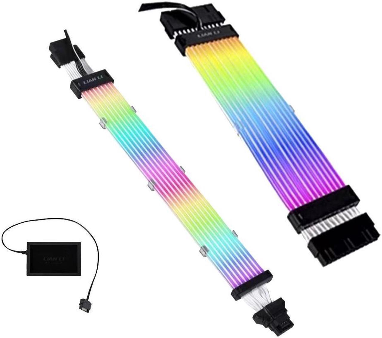 LIAN-LI STRIMER PLUS V2 24 Pin and STRIMER PLUS V2 12VHPWR (12+4 pins to 12+4 pins) PW16-8PV2 Combo,Addressable RGB Power Extension Cable,Include Controller for L-Connect 3