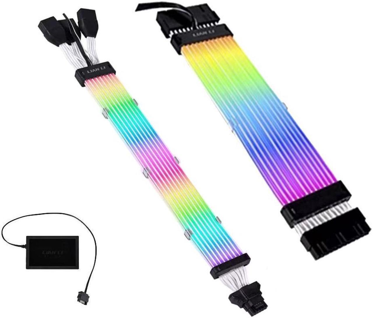 LIAN-LI STRIMER PLUS V2 24 Pin and STRIMER PLUS V2 12VHPWR (3×8-PIN to 12+4-PIN) PW168-8PV2 Combo,Addressable RGB Power Extension Cable,Include Controller for L-Connect 3