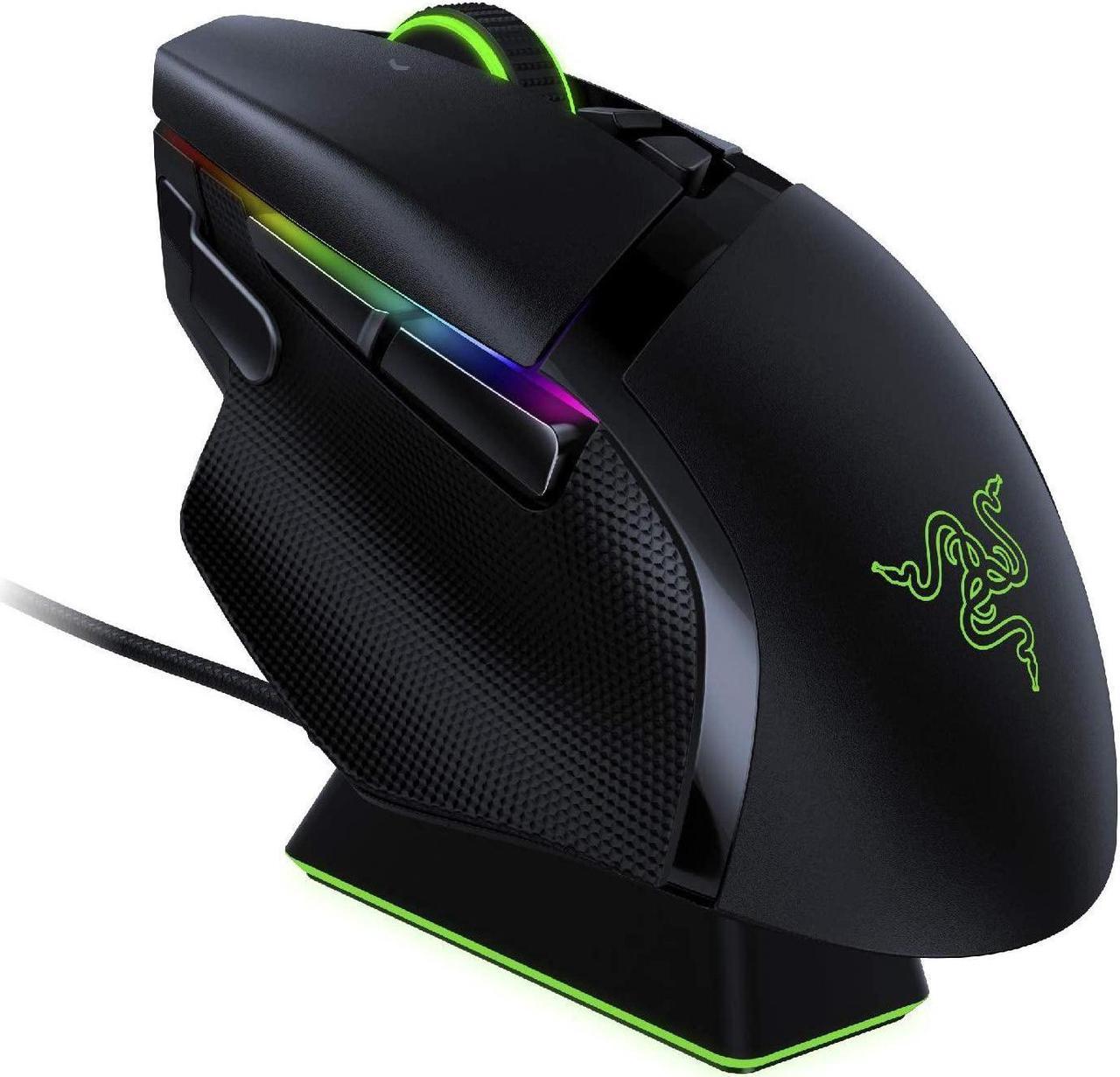 Basilisk Ultimate HyperSpeed Wireless Gaming Mouse w/ Charging Dock: Fastest Gaming Mouse Switch - 20K DPI Optical Sensor - Chroma RGB - 11 Programmable Buttons - 100 Hr Battery - Classic Black