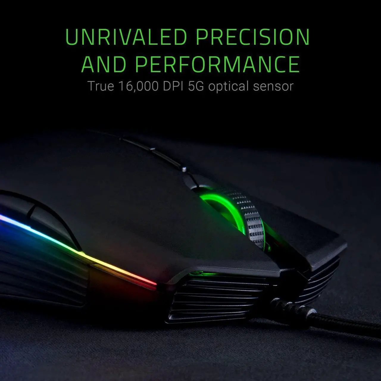 Alt view image 4 of 7 - Lancehead Tournament Edition Ambidextrous Gaming Mouse: 16,000 DPI Optical Sensor - 8 Programmable Buttons - Chroma RGB Lighting - Mechanical Switches - Classic Black