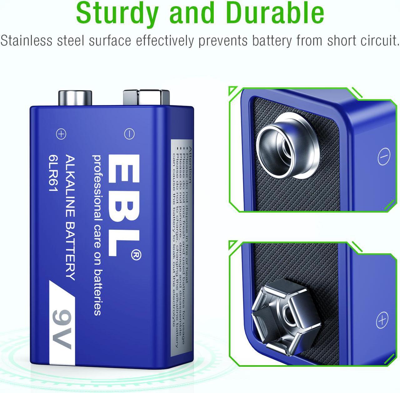 Alt view image 7 of 7 - EBL 10 Pcs 9V 6LR61 Battery 9 Volt Alkaline Batteries Ultra Long Lasting and Leak Proof