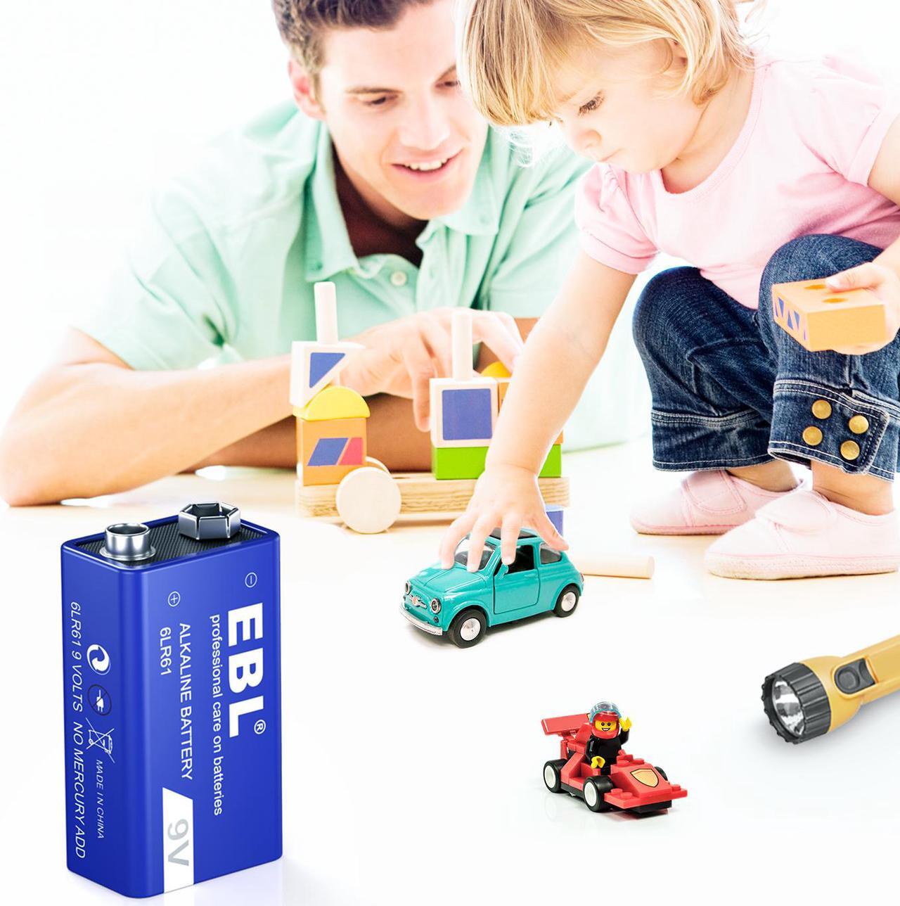 Alt view image 2 of 7 - EBL 10 Pcs 9V 6LR61 Battery 9 Volt Alkaline Batteries Ultra Long Lasting and Leak Proof