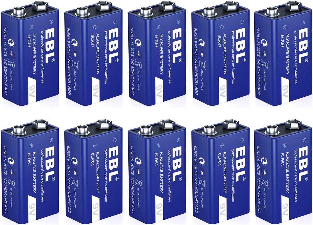 Main image of EBL 10 Pcs 9V 6LR61 Battery 9 Volt Alkaline Batteries Ultra Long Lasting and Leak Proof