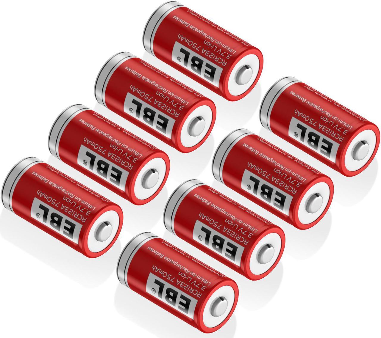 Alt view image 4 of 7 - EBL 8 Pcs 16340 Battery 750mAh 3.7V BRC CR123A Li-ion Rechargeable Batteries for Flashlights