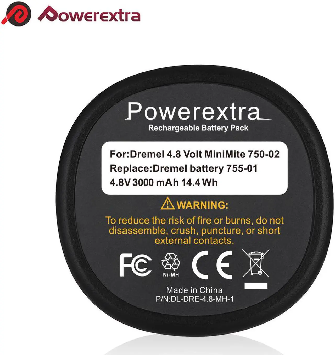 Alt view image 3 of 7 - Powerextra 4.8V 3000mAh Battery 5000755-01 for Dremel MiniMite 750-02 755-01 Rotary Tool