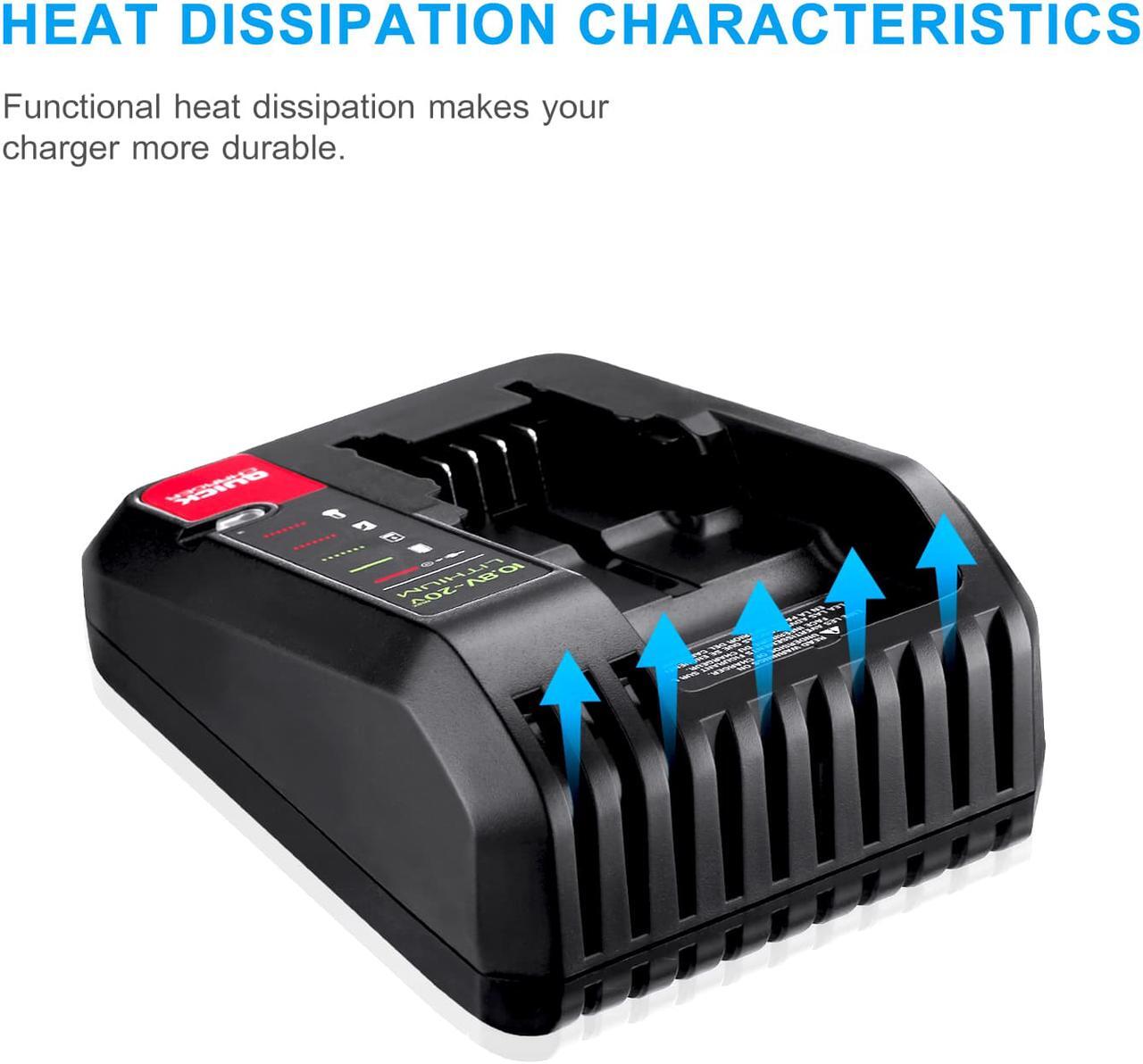 Alt view image 5 of 7 - 6000mAh 20 Volt Max Lithium Ion Battery + 20V Battery Charger for Porter Cable PCC680L PCC682L PCC685L PCC685LP PCC699L Black+Decker 20V MAX Lithium Battery LBXR20 LB2X4020-OPE