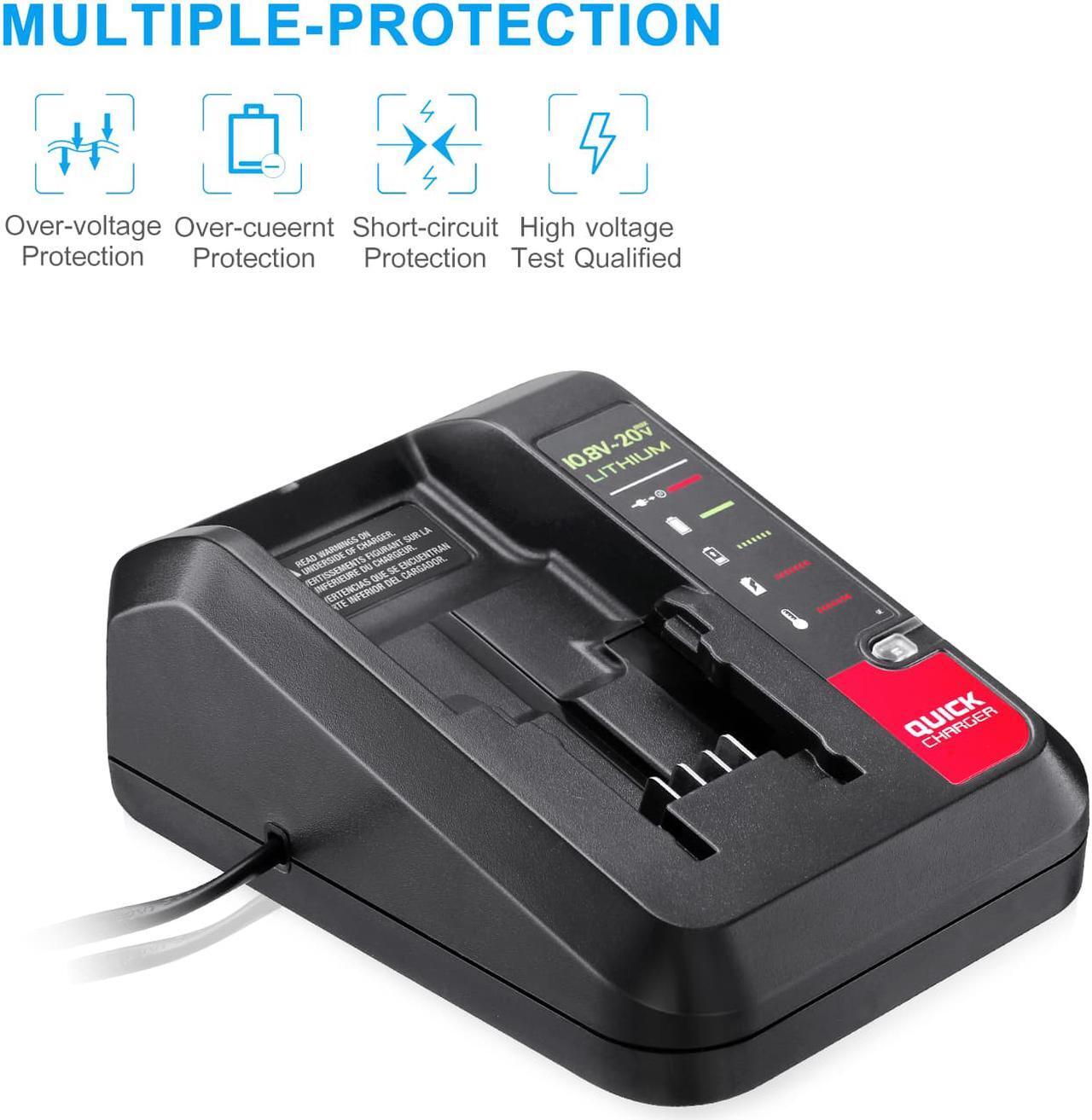 Alt view image 6 of 7 - 6000mAh 20 Volt Max Lithium Ion Battery + 20V Battery Charger for Porter Cable PCC680L PCC682L PCC685L PCC685LP PCC699L Black+Decker 20V MAX Lithium Battery LBXR20 LB2X4020-OPE