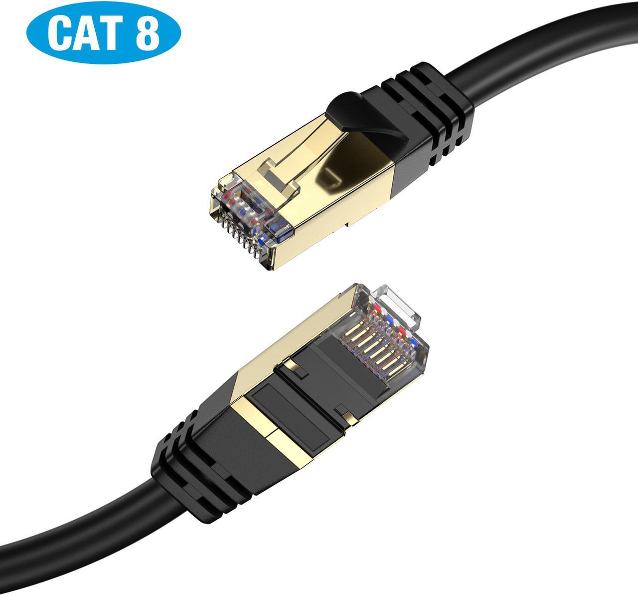 isYoung 3FT Cat8 Ethernet Cable, High Speed 26AWG Cat8 LAN Network Cable 40Gbps, 2000Mhz with Gold Plated RJ45 Connector