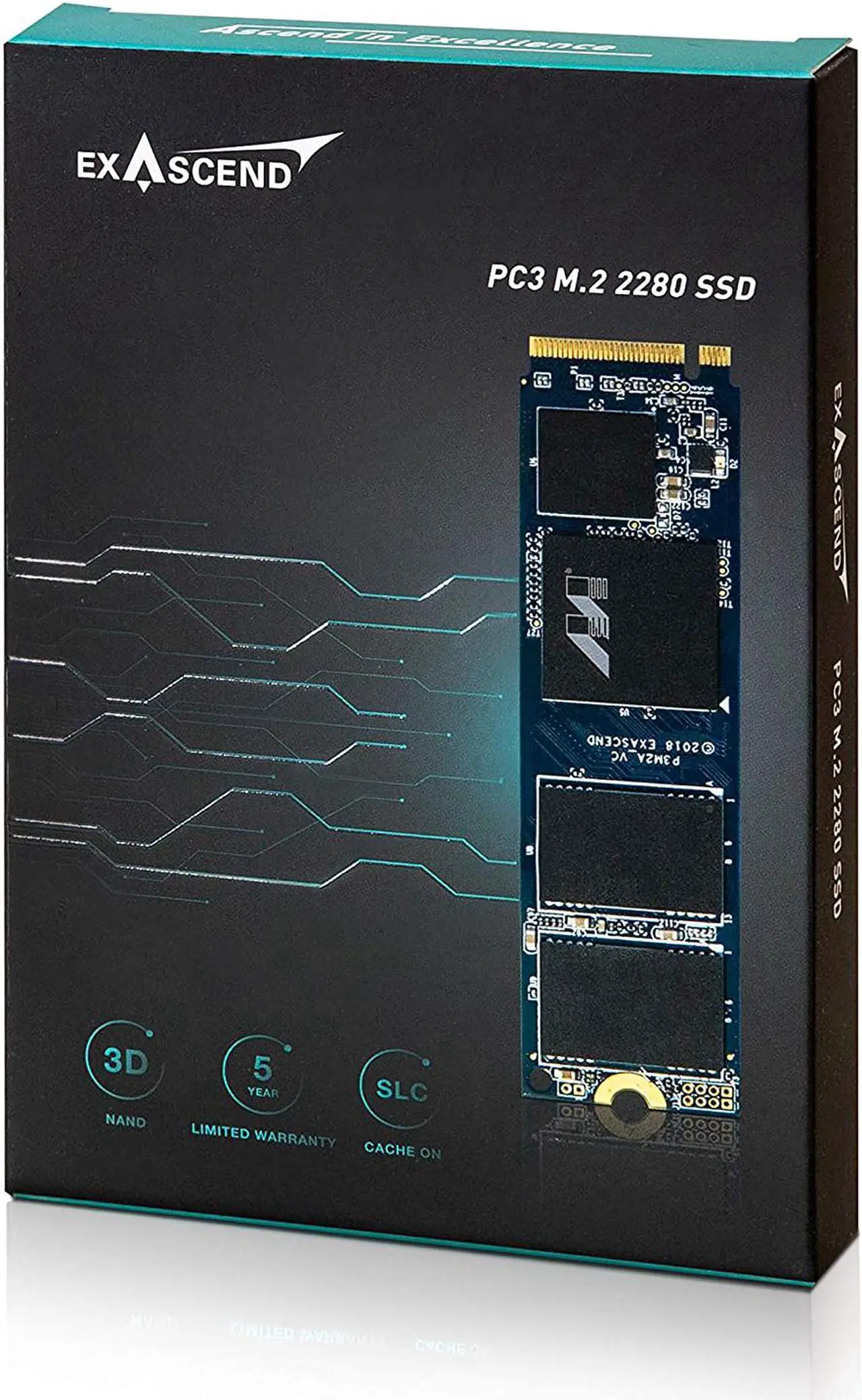 Exascend EXPC3 4TB M.2 2280 PCIe Gen 3x4 NVMe, 3D NAND, up to 3,100MB/s