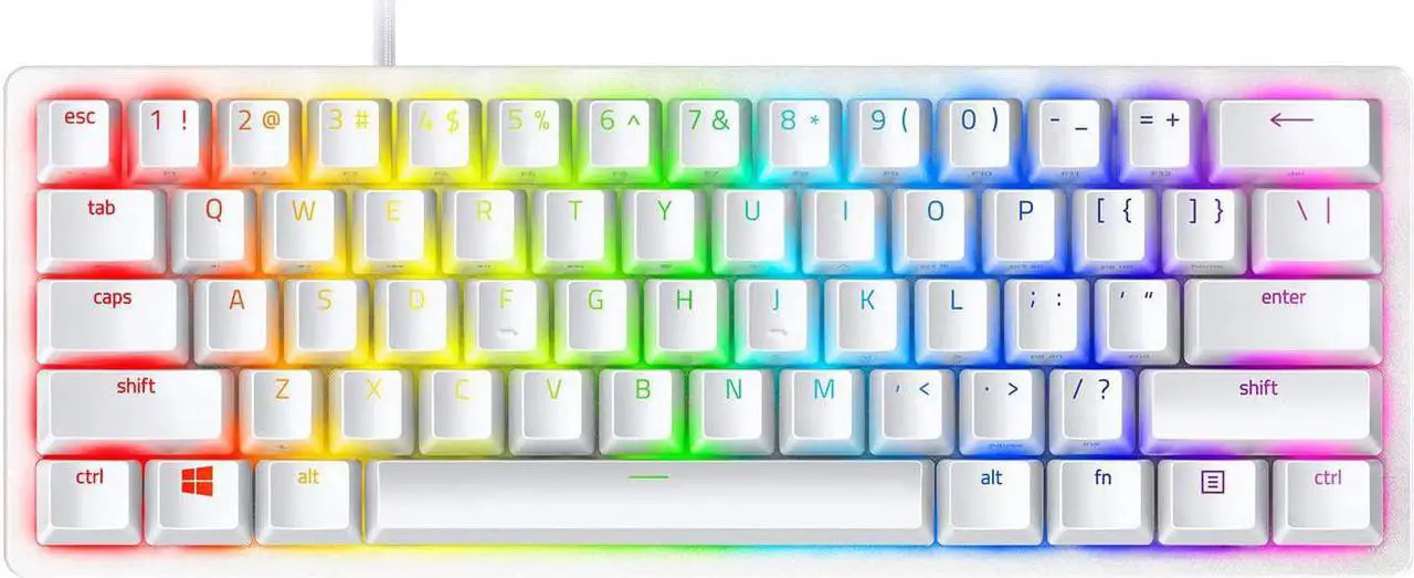 Main image of Razer Huntsman Mini 60% Gaming Keyboard: Fast Keyboard Switches - Linear Optical Switches - Chroma RGB Lighting - PBT Keycaps - Onboard Memory - Mercury Whit