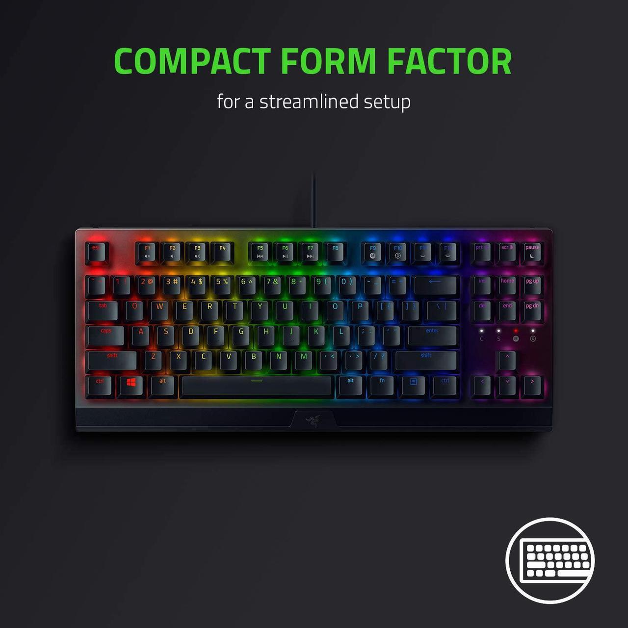 Alt view image 5 of 13 - Razer BlackWidow V3 Tenkeyless TKL Mechanical Gaming Keyboard: Yellow Mechanical Switches - Linear & Silent - Chroma RGB Lighting - Compact Form Factor - Programmable Macros - USB Passthrough