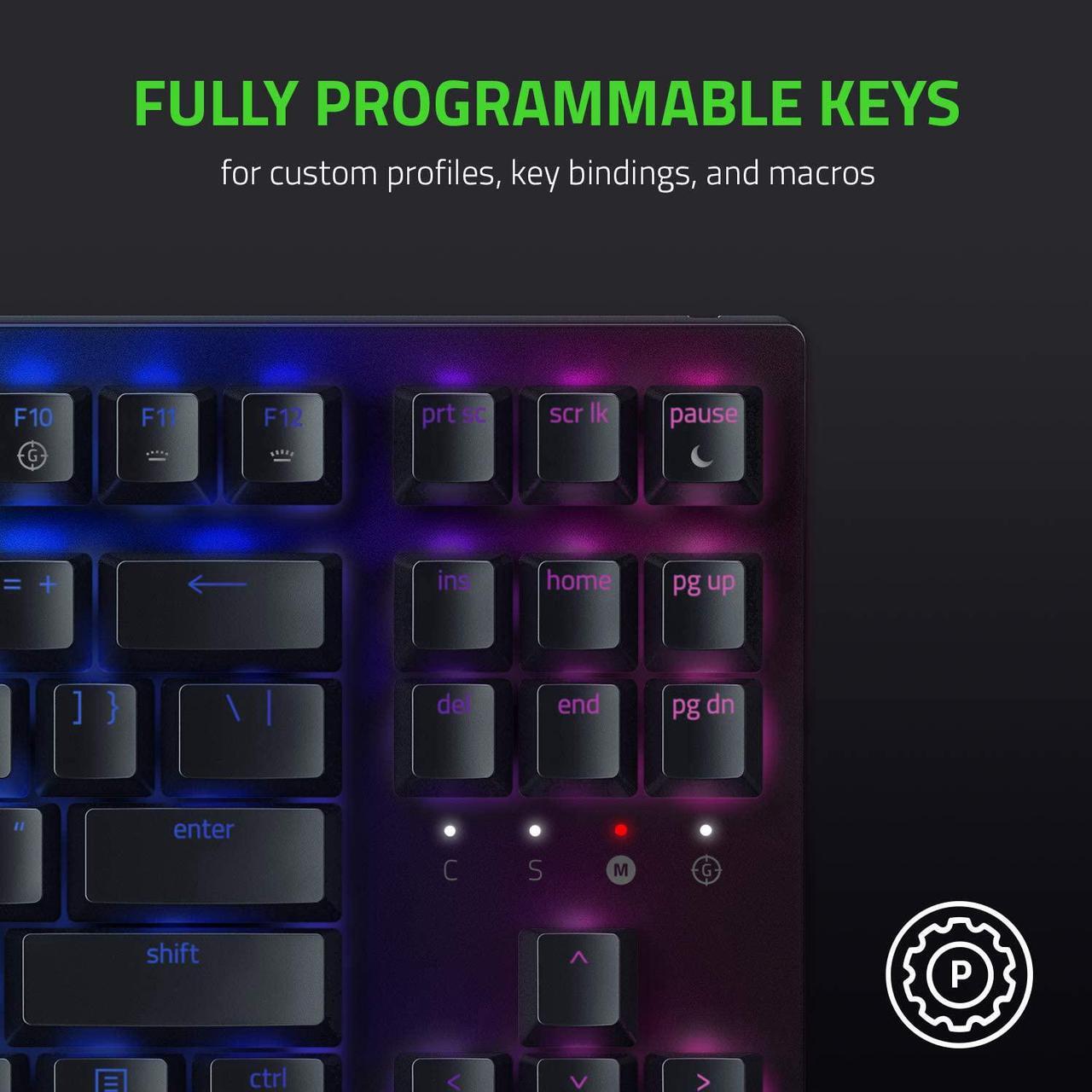 Alt view image 6 of 13 - Razer BlackWidow V3 Tenkeyless TKL Mechanical Gaming Keyboard: Yellow Mechanical Switches - Linear & Silent - Chroma RGB Lighting - Compact Form Factor - Programmable Macros - USB Passthrough